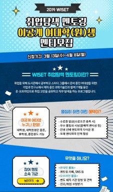 WISET, ‘취업탐색 멘토링’ 이공계 여대생 멘티 190명 모집