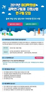 한국여성과학기술인지원센터, 공학 연구 프로젝트 참여할 여대학원생 연구팀 모집