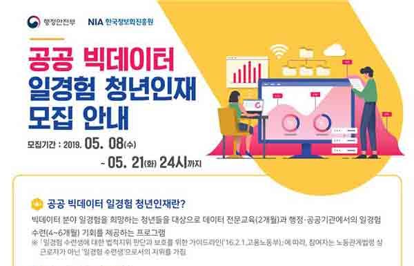 행정안전부, 빅 데이터 인재양성을 위해 공공 빅데이터 일경험 청년인재 모집